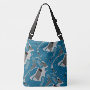 Sac Ajustable Gris clair et foncé Turquoise Abstrait Art Incliné