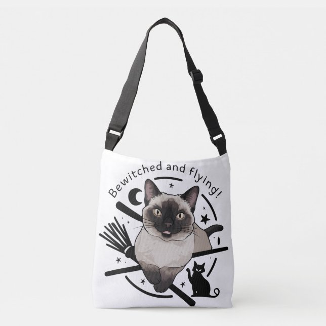 Sac Ajustable Halloween Elégance : Le chat siamois volant (Devant)