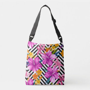 Sac Ajustable Hibiscus tropical, feuilles de palmiers, géométriq