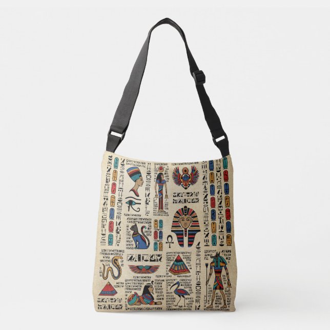Sac Ajustable Hiéroglyphes et divinités égyptiens sur papyrus (Devant)