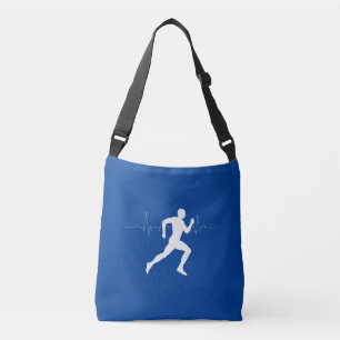 Sac Ajustable Homme coureurs Silhouette sur Arrière - plan bleu