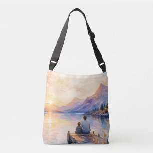 Sac Ajustable Impression d'art aquarelle du lac Père et Fils