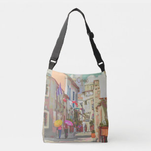 Sac Ajustable Impressionniste Arrière Rues de Chypre Voyage Art