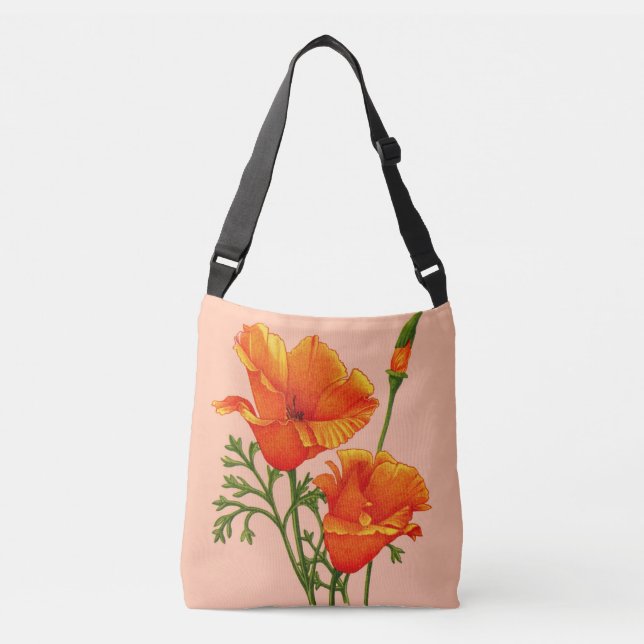 Sac Ajustable imprimé de pavot orange en Californie (Devant)