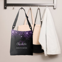 Initiales de monogramme scintillant violet noir gl