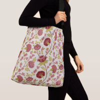 Jacobean Floral Grand Motif Reds Pinks Gold Creme