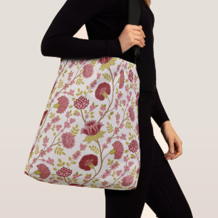 Sac Ajustable Jacobean Floral Grand Motif Reds Pinks Gold Creme