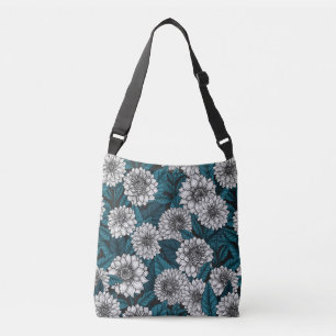 Sac Ajustable Jardin blanc Dahlia / feuilles bleus 2