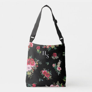 Sac Ajustable Jessica Aquarelle Monogramme Floral en noir
