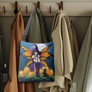 Sac Ajustable Joli citrouille de fée d'Halloween avec chat noir