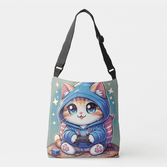 Sac Ajustable Jouer Chat Gamer dans un cadre confortable (Devant)