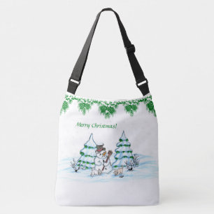 Sac Ajustable Joyeux Noël ! Snowman avec chat et chiot