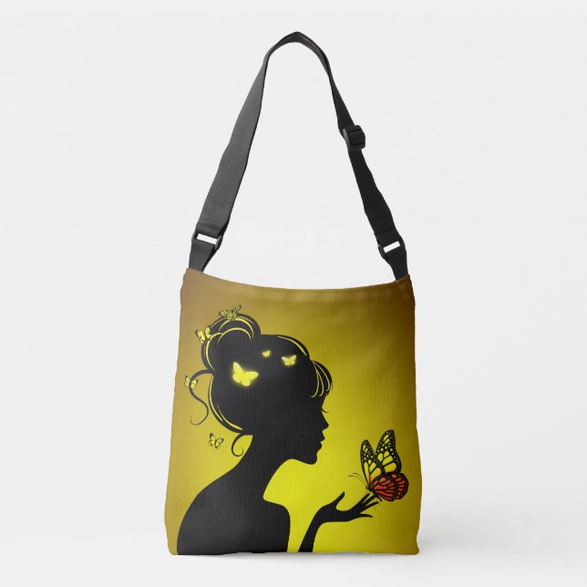 Sac Ajustable La femme papillons jaunes (Devant)