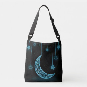 Sac Ajustable La Lune et les étoiles du croissant bleu et noir