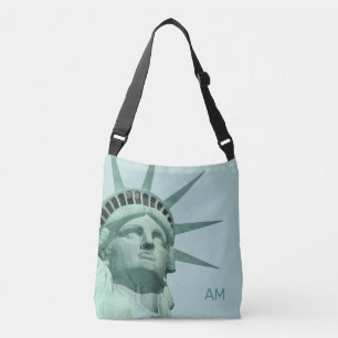 Sac Ajustable Lady Liberty et monogramme sur fond bleu clair