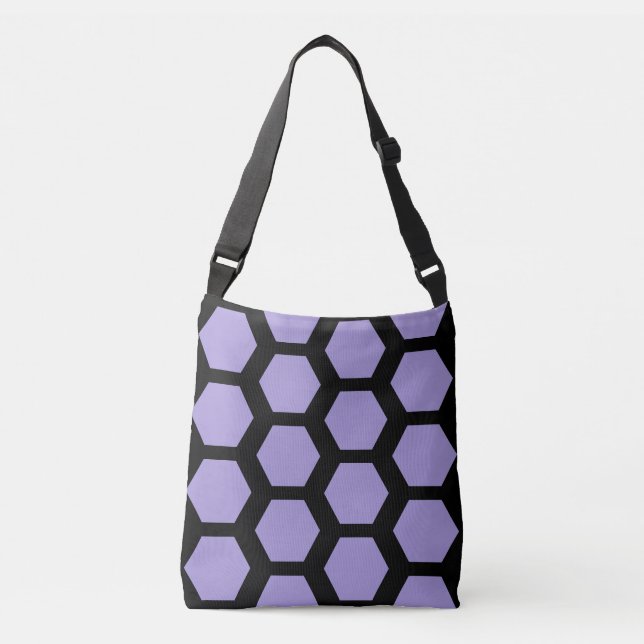 Sac Ajustable Lavande violet noir nid d'abeille hexagone géométr (Devant)