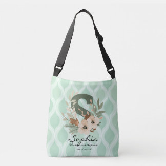 Sac Ajustable L'élégance sage de Sophia - Monogramme floral bohè