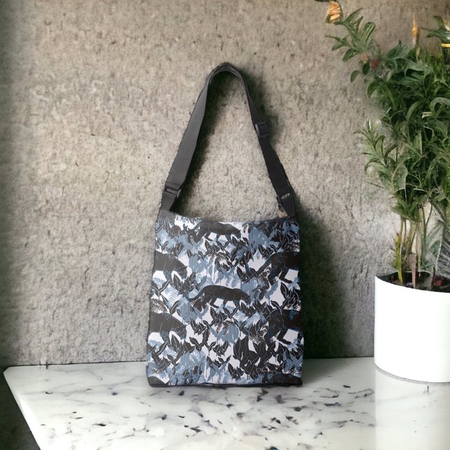 Sac Ajustable Léopards de la jungle en noir avec gris bleu (Créateur téléchargé)
