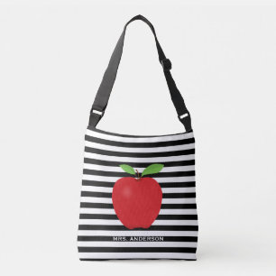 Sac Ajustable Les rayures noires, Apple rouge ont personnalisé