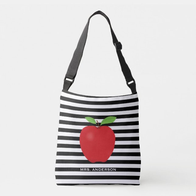 Sac Ajustable Les rayures noires, Apple rouge ont personnalisé (Devant)