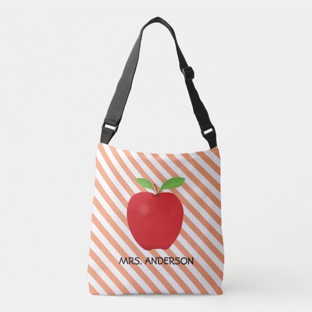 Sac Ajustable Les rayures oranges, Apple rouge ont personnalisé (Devant)