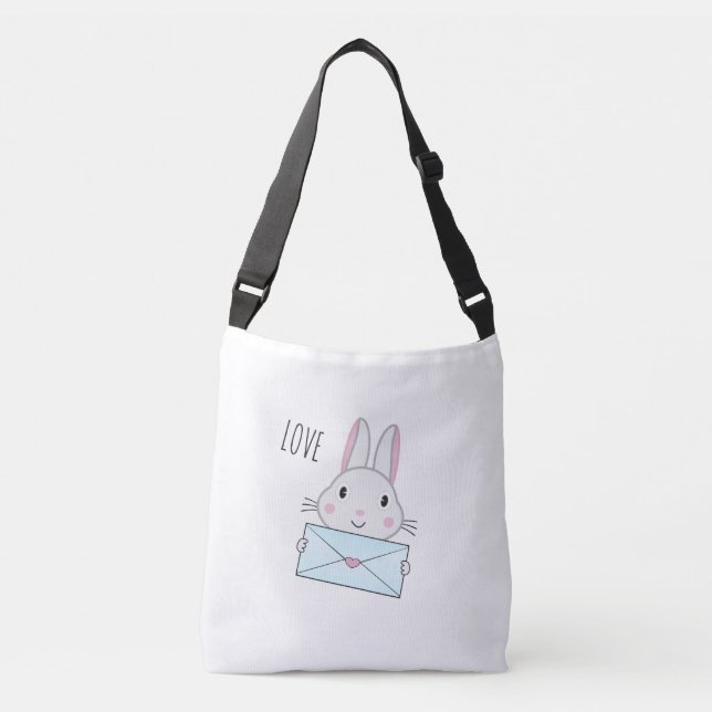 Sac Ajustable Lettre d'amour mignonne et belle lapin tenant (Devant)