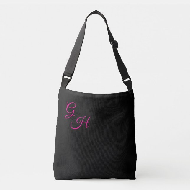 Sac Ajustable Lettres de Grâce - Noir & Rose Chaud : (Devant)