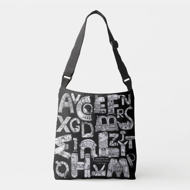 Sac Ajustable Lettres fantastiques Crossbody noir (Devant)