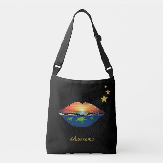 Sac Ajustable Lèvres, étoiles et calligraphie océaniques sur le  (Devant)