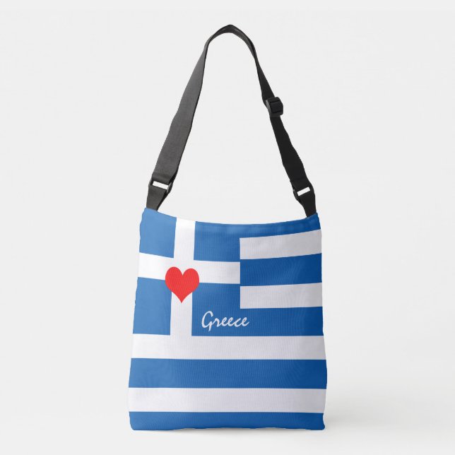 Sac Ajustable Love Greece & Heart, drapeau grec, voyage /sports (Devant)