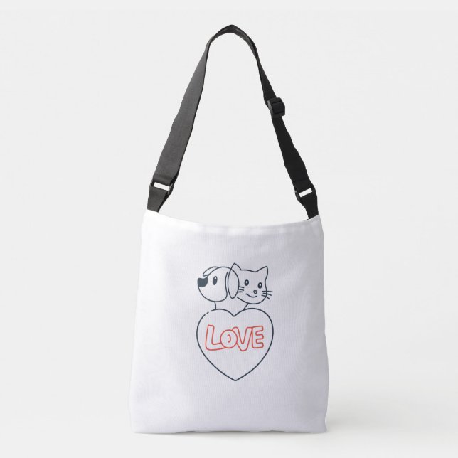 Sac Ajustable love pets Cross-Body Bag (Devant)