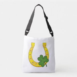 Sac Ajustable Lucky Golden Horseshoe avec Shamrock en blanc