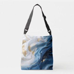 Sac Ajustable Marbre Blanc Bleu avec Aspect Soie Dorée