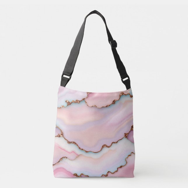 Sac Ajustable Marbre rose clair Agate Collection moderne (Devant)