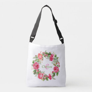Sac Ajustable Mariage floral rose à monogramme 