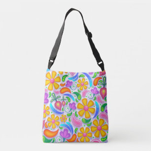 Sac Ajustable Mignon et coloré floral jaune et violet