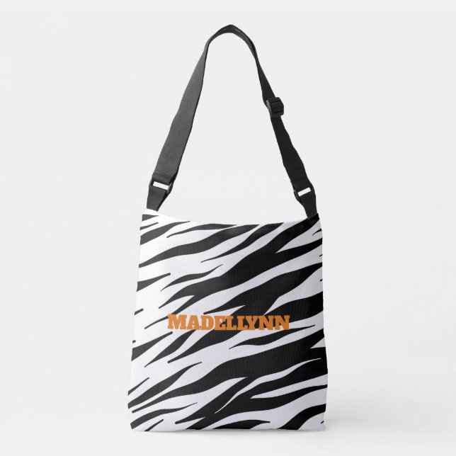 Sac Ajustable Modèle Zèbre moderne Texte orange personnalisé Fou (Devant)