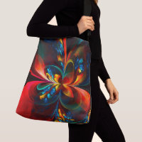 Moderne Floral Abstrait Art Orange Bleu Motif #14