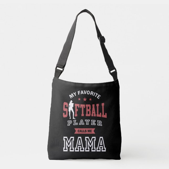 Sac Ajustable Mon Joueur préféré de softball M'appeler maman (Devant)