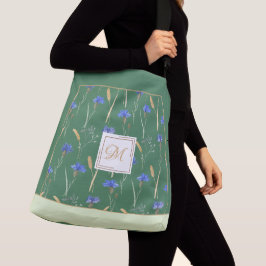 Sac Ajustable Monogramme Customisé de Fleur sauvage Floral Vert