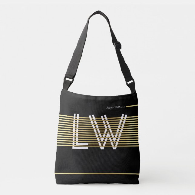 Sac Ajustable monogramme de style de lignes dorées entrelacées (Devant)