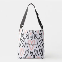 Monogramme Doodle Blush et Black Hearts