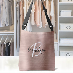 Sac Ajustable Monogramme écriture Métal brossé Or Rose 