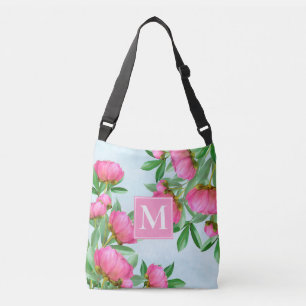 Sac Ajustable Monogramme Floral Élégant Pies Roses Jardin Simple