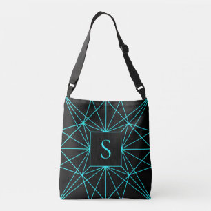 Sac Ajustable Monogramme initial   Design géométrique turquoise