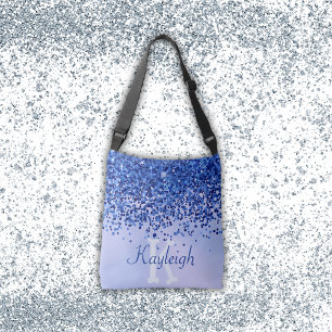 Sac Ajustable Monogramme simple en métal brossé bleu et Parties 