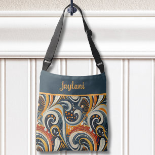 Sac Ajustable Monogramme Tourbillons Orange Rétro Hip Sarcelle P