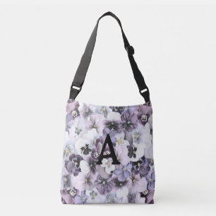 Sac Ajustable Monogramme Violet Pink Blanc Pansies Dessin Vintag
