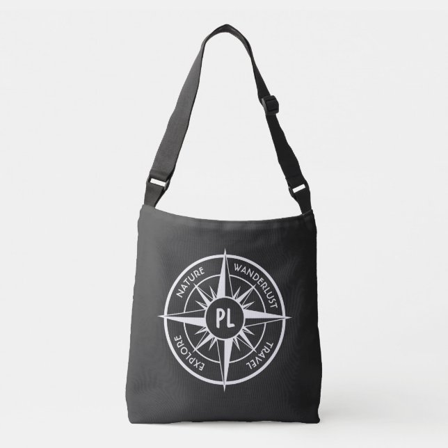 Sac Ajustable Monographie d'emblème de compas noir et blanc (Devant)