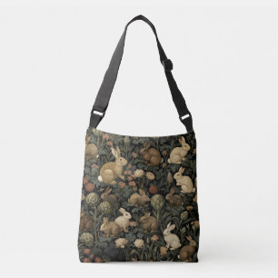 Sac Ajustable Motif de lapin de forêt vintage foncé botanique